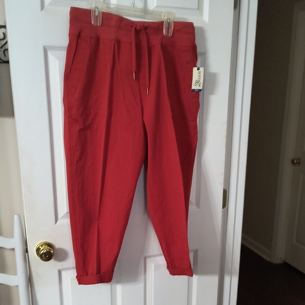 Savane Red Joggers with Tapered Leg and Elastic Waistband